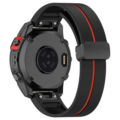 For Garmin Tactix 7 Pro / Fenix 7X / 6X / 6X Pro / 5X Plus 26mm Watch Band Black Buckle Dual Color Silicone Strap