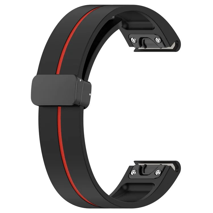 For Garmin Tactix 7 Pro / Fenix 7X / 6X / 6X Pro / 5X Plus 26mm Watch Band Black Buckle Dual Color Silicone Strap