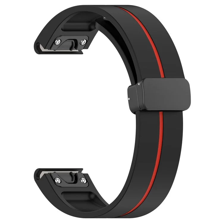 For Garmin Tactix 7 Pro / Fenix 7X / 6X / 6X Pro / 5X Plus 26mm Watch Band Black Buckle Dual Color Silicone Strap