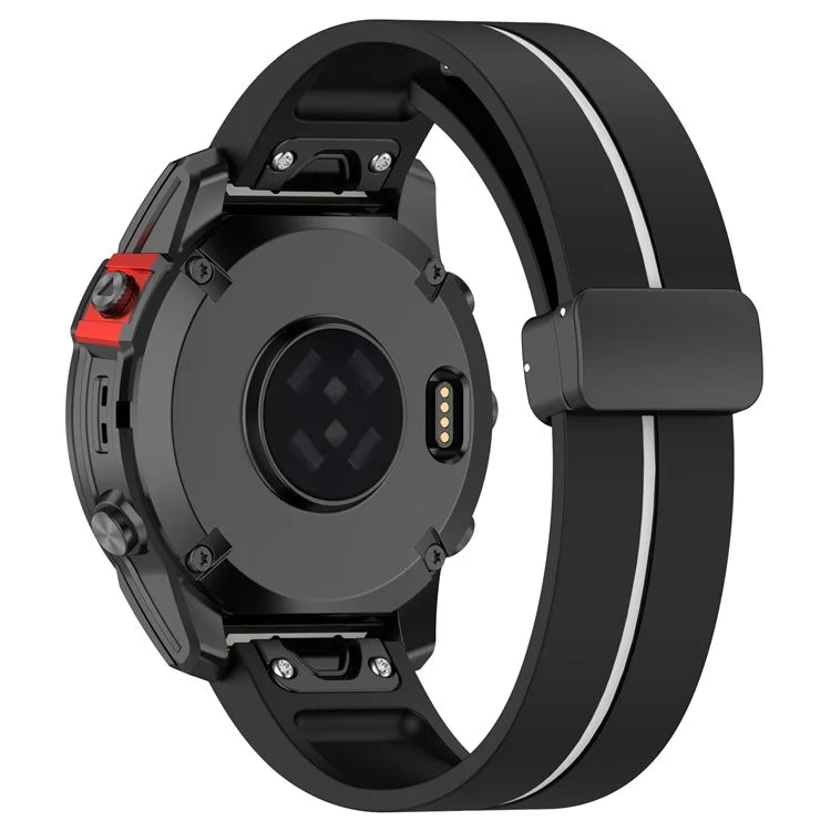 For Garmin Tactix 7 Pro / Fenix 7X / 6X / 6X Pro / 5X Plus 26mm Watch Band Black Buckle Dual Color Silicone Strap