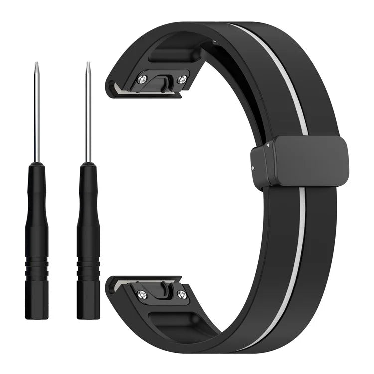 For Garmin Tactix 7 Pro / Fenix 7X / 6X / 6X Pro / 5X Plus 26mm Watch Band Black Buckle Dual Color Silicone Strap