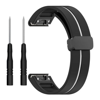 For Garmin Tactix 7 Pro / Fenix 7X / 6X / 6X Pro / 5X Plus 26mm Watch Band Black Buckle Dual Color Silicone Strap