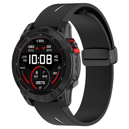 For Garmin Tactix 7 Pro / Fenix 7X / 6X / 6X Pro / 5X Plus 26mm Watch Band Black Buckle Dual Color Silicone Strap