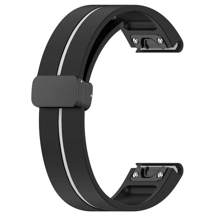 For Garmin Tactix 7 Pro / Fenix 7X / 6X / 6X Pro / 5X Plus 26mm Watch Band Black Buckle Dual Color Silicone Strap
