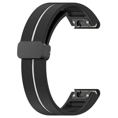 For Garmin Tactix 7 Pro / Fenix 7X / 6X / 6X Pro / 5X Plus 26mm Watch Band Black Buckle Dual Color Silicone Strap
