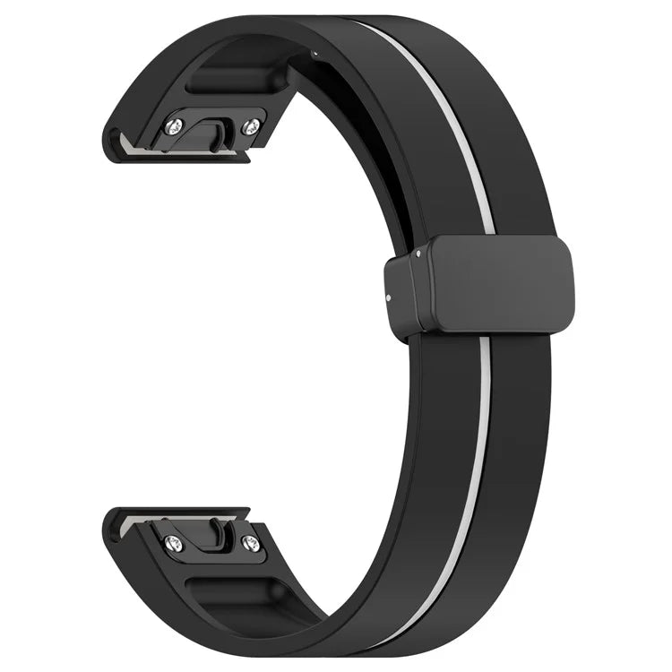 For Garmin Tactix 7 Pro / Fenix 7X / 6X / 6X Pro / 5X Plus 26mm Watch Band Black Buckle Dual Color Silicone Strap