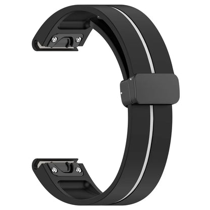 For Garmin Tactix 7 Pro / Fenix 7X / 6X / 6X Pro / 5X Plus 26mm Watch Band Black Buckle Dual Color Silicone Strap