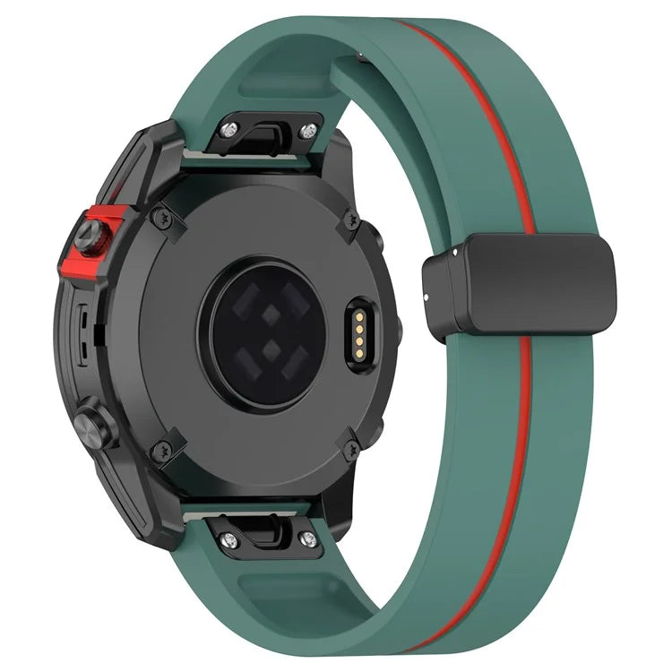 For Garmin Tactix 7 Pro / Fenix 7X / 6X / 6X Pro / 5X Plus 26mm Watch Band Black Buckle Dual Color Silicone Strap