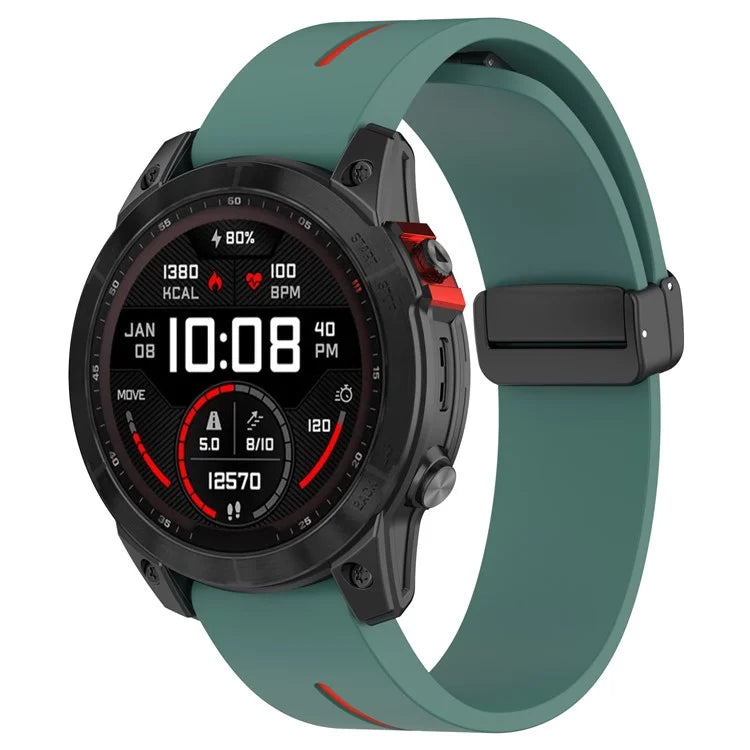For Garmin Tactix 7 Pro / Fenix 7X / 6X / 6X Pro / 5X Plus 26mm Watch Band Black Buckle Dual Color Silicone Strap