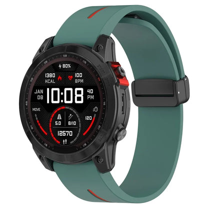 For Garmin Tactix 7 Pro / Fenix 7X / 6X / 6X Pro / 5X Plus 26mm Watch Band Black Buckle Dual Color Silicone Strap