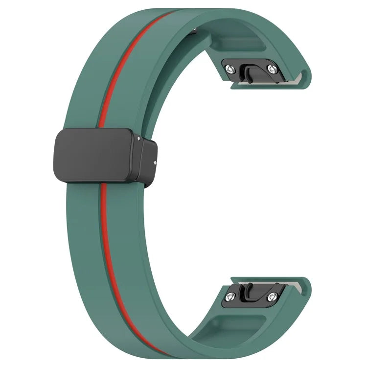 For Garmin Tactix 7 Pro / Fenix 7X / 6X / 6X Pro / 5X Plus 26mm Watch Band Black Buckle Dual Color Silicone Strap