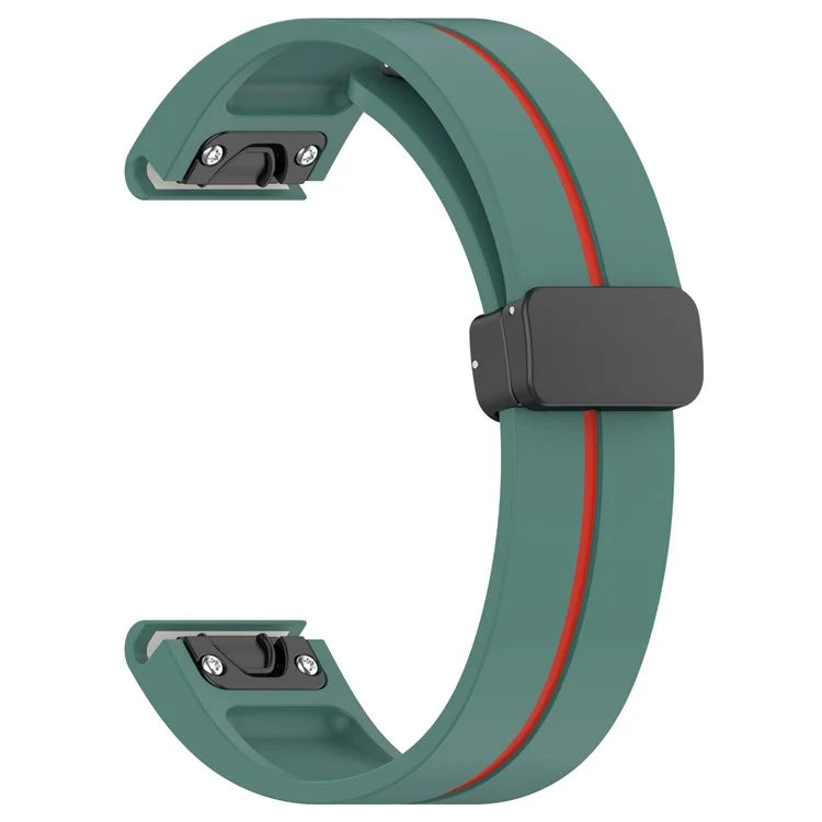 For Garmin Tactix 7 Pro / Fenix 7X / 6X / 6X Pro / 5X Plus 26mm Watch Band Black Buckle Dual Color Silicone Strap