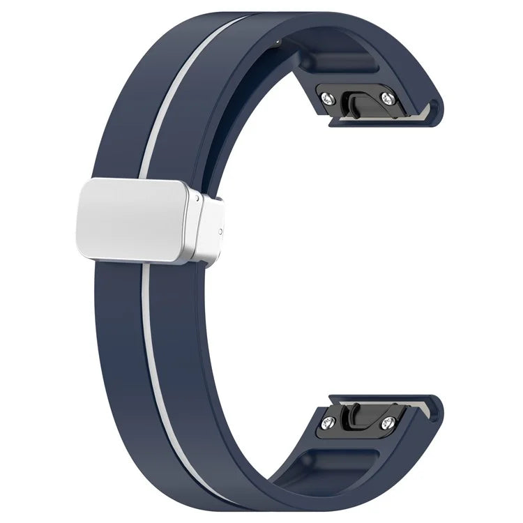 For Garmin Tactix 7 Pro / Fenix 7X / 6X / 6X Pro / 5X Plus Silver Buckle Silicone Band 26mm Watch Strap