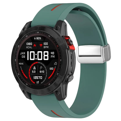 For Garmin Tactix 7 Pro / Fenix 7X / 6X / 6X Pro / 5X Plus Silver Buckle Silicone Band 26mm Watch Strap