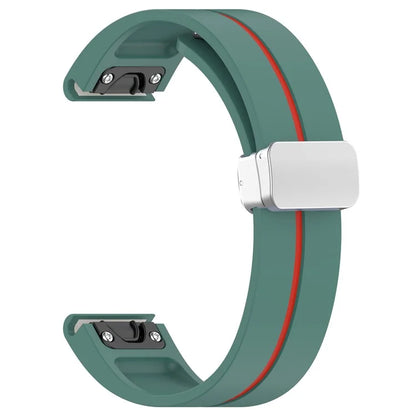 For Garmin Tactix 7 Pro / Fenix 7X / 6X / 6X Pro / 5X Plus Silver Buckle Silicone Band 26mm Watch Strap