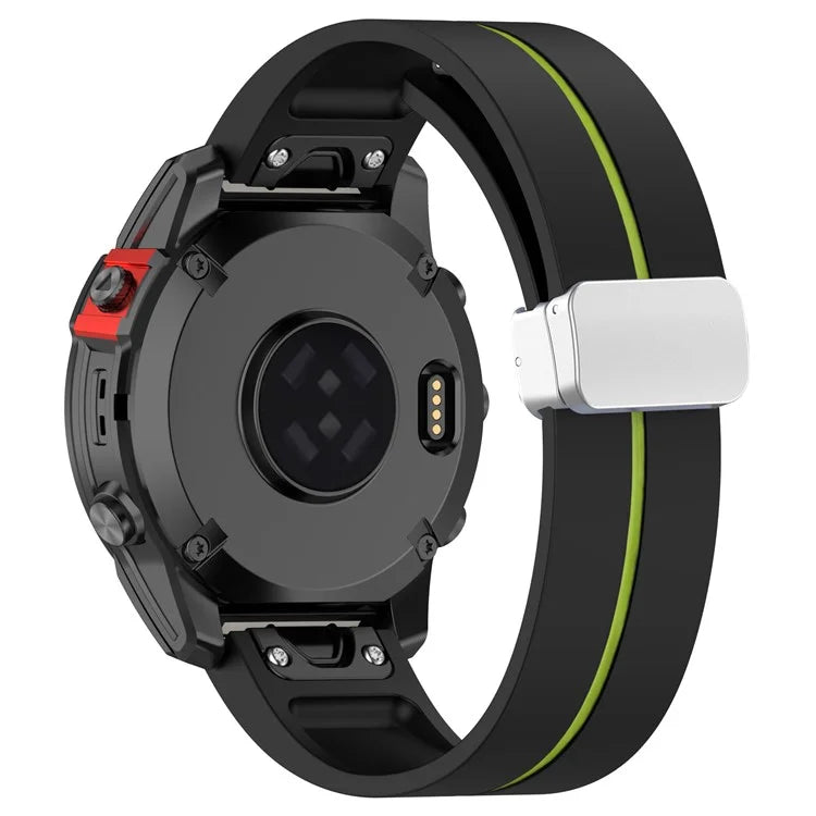 For Garmin Tactix 7 Pro / Fenix 7X / 6X / 6X Pro / 5X Plus Silver Buckle Silicone Band 26mm Watch Strap