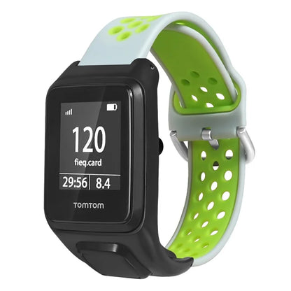 For TomTom Runner 3 / 2 / Adventurer Silicone Watch Strap Dual Color Breathable Holes Wristband with Case