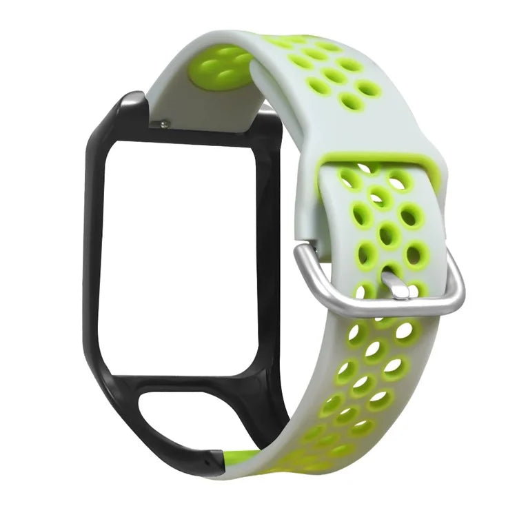 For TomTom Runner 3 / 2 / Adventurer Silicone Watch Strap Dual Color Breathable Holes Wristband with Case