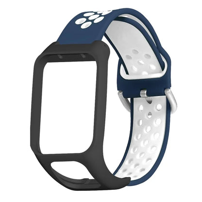 For TomTom Runner 3 / 2 / Adventurer Silicone Watch Strap Dual Color Breathable Holes Wristband with Case