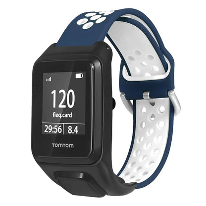 For TomTom Runner 3 / 2 / Adventurer Silicone Watch Strap Dual Color Breathable Holes Wristband with Case