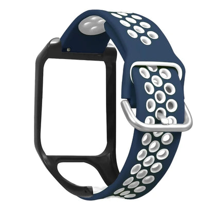 For TomTom Runner 3 / 2 / Adventurer Silicone Watch Strap Dual Color Breathable Holes Wristband with Case