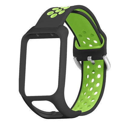 For TomTom Runner 3 / 2 / Adventurer Silicone Watch Strap Dual Color Breathable Holes Wristband with Case