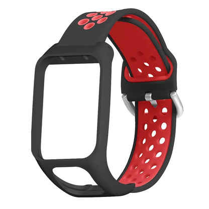 For TomTom Runner 3 / 2 / Adventurer Silicone Watch Strap Dual Color Breathable Holes Wristband with Case