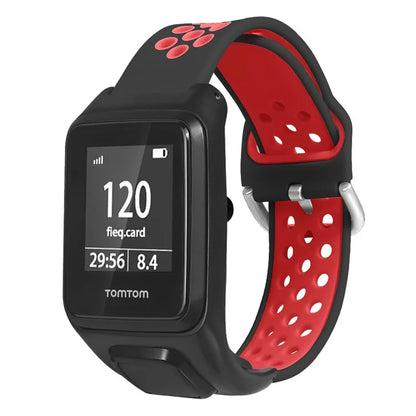 For TomTom Runner 3 / 2 / Adventurer Silicone Watch Strap Dual Color Breathable Holes Wristband with Case