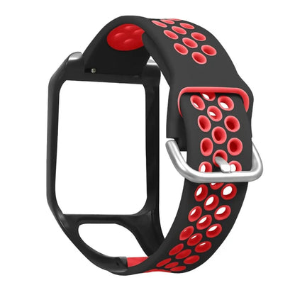 For TomTom Runner 3 / 2 / Adventurer Silicone Watch Strap Dual Color Breathable Holes Wristband with Case