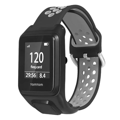 For TomTom Runner 3 / 2 / Adventurer Silicone Watch Strap Dual Color Breathable Holes Wristband with Case