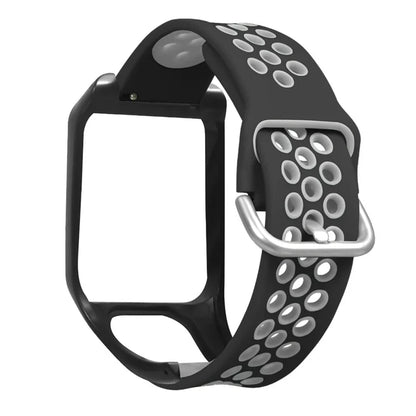 For TomTom Runner 3 / 2 / Adventurer Silicone Watch Strap Dual Color Breathable Holes Wristband with Case