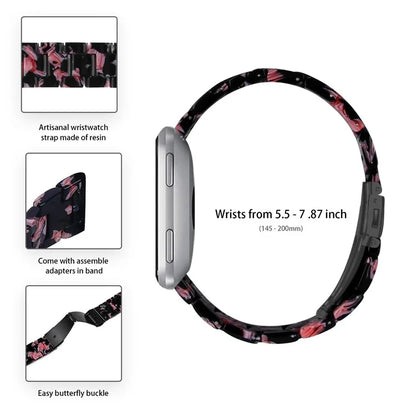 For Misfit Vapor Watch Band Waterproof Resin Replacement Watch Strap Pink Flower