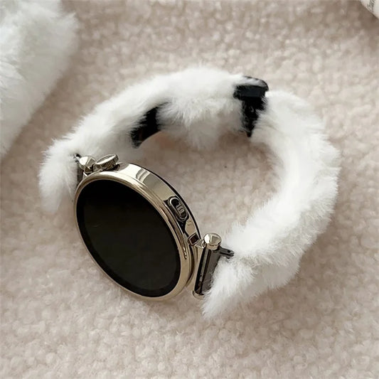 20mm Universal Smart Watch Stylish Plush Wrist Strap Folding Magnetic Buckle Replacement Band