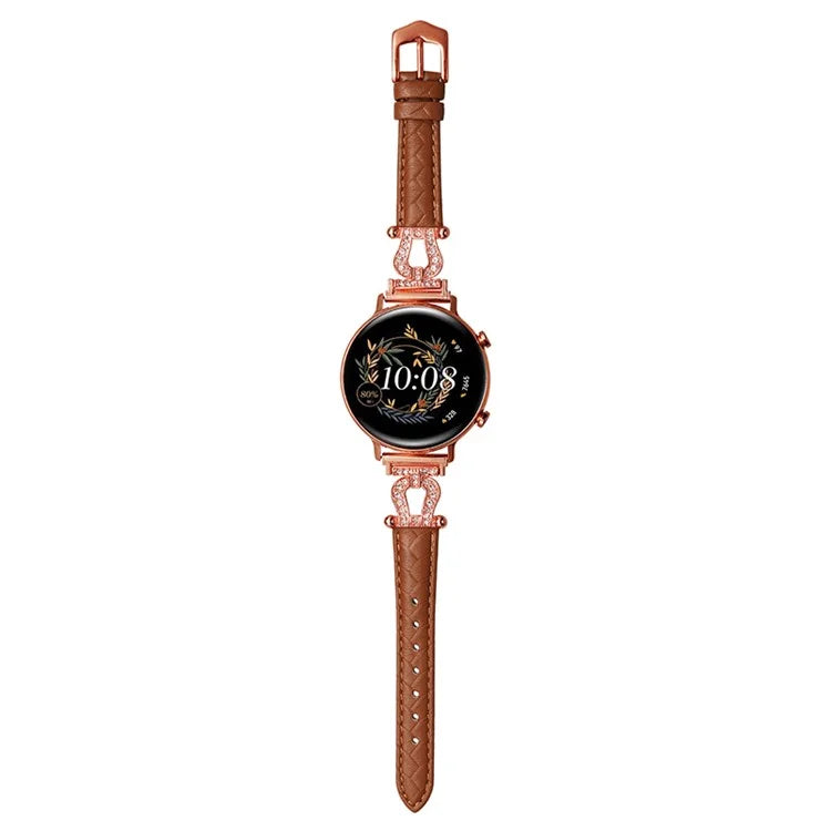 For Samsung Galaxy Watch6 Classic 47mm 43mm / GarminActive 5 Watch Strap 20mm U-shape Cowhide Leather Band
