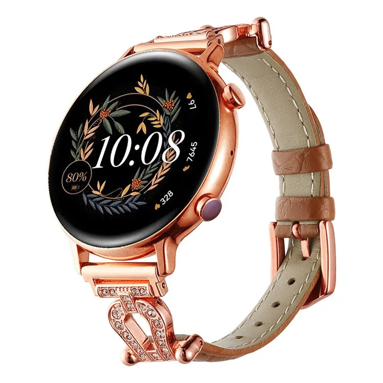 For Samsung Galaxy Watch6 Classic 47mm 43mm / GarminActive 5 Watch Strap 20mm U-shape Cowhide Leather Band