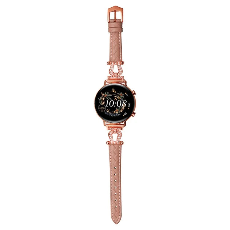 For Samsung Galaxy Watch6 Classic 47mm 43mm / GarminActive 5 Watch Strap 20mm U-shape Cowhide Leather Band