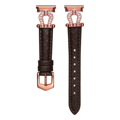 For Samsung Galaxy Watch6 Classic 47mm 43mm / GarminActive 5 Watch Strap 20mm U-shape Cowhide Leather Band