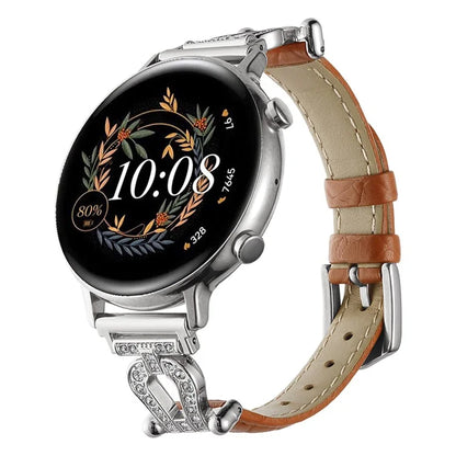 For Samsung Galaxy Watch6 Classic 47mm 43mm / GarminActive 5 Watch Strap 20mm U-shape Cowhide Leather Band