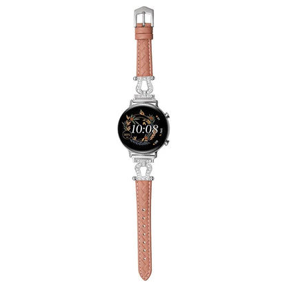 For Samsung Galaxy Watch6 Classic 47mm 43mm / GarminActive 5 Watch Strap 20mm U-shape Cowhide Leather Band