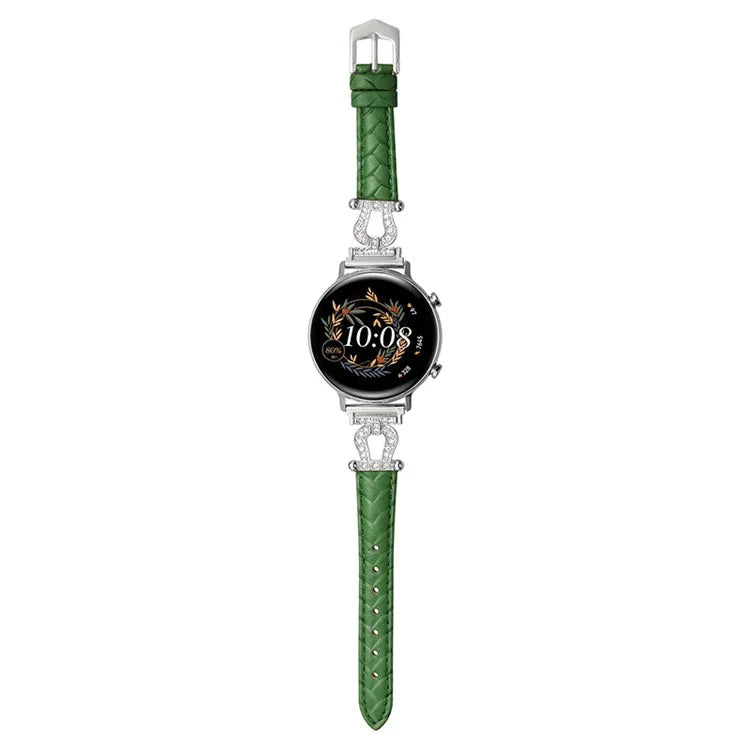 For Samsung Galaxy Watch6 Classic 47mm 43mm / GarminActive 5 Watch Strap 20mm U-shape Cowhide Leather Band
