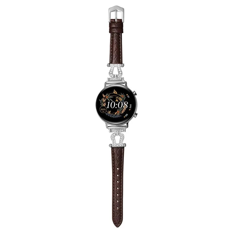 For Samsung Galaxy Watch6 Classic 47mm 43mm / GarminActive 5 Watch Strap 20mm U-shape Cowhide Leather Band