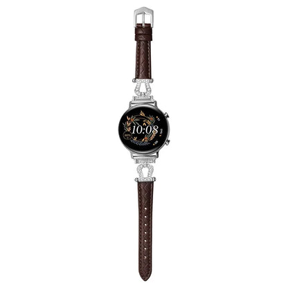 For Samsung Galaxy Watch6 Classic 47mm 43mm / GarminActive 5 Watch Strap 20mm U-shape Cowhide Leather Band