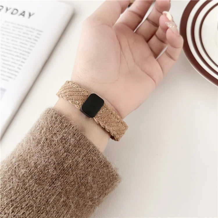 For Xiaomi Smart Band 8 Smartwatch Strap Corduroy Watch Band+Brown