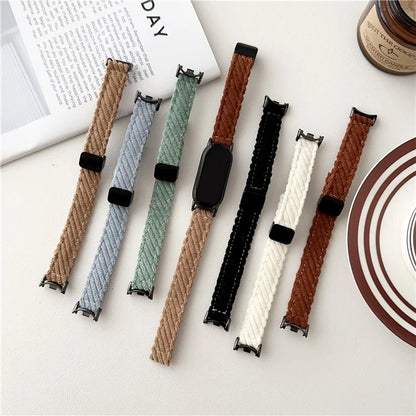 For Xiaomi Smart Band 8 Smartwatch Strap Corduroy Watch Band+Brown