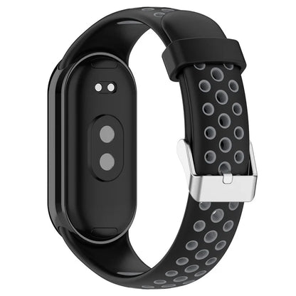 For Xiaomi Smart Band 8 Watch Straps Dual-Colors Silicone Band with Stainless Steel Connector