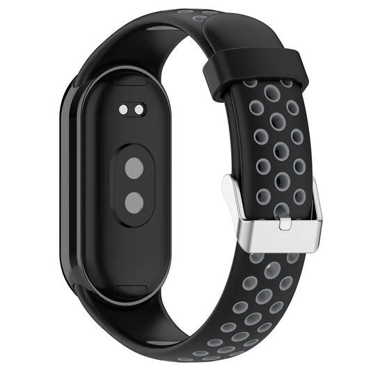 For Xiaomi Smart Band 8 Watch Straps Dual-Colors Silicone Band with Stainless Steel Connector