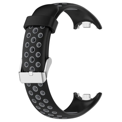 For Xiaomi Smart Band 8 Watch Straps Dual-Colors Silicone Band with Stainless Steel Connector