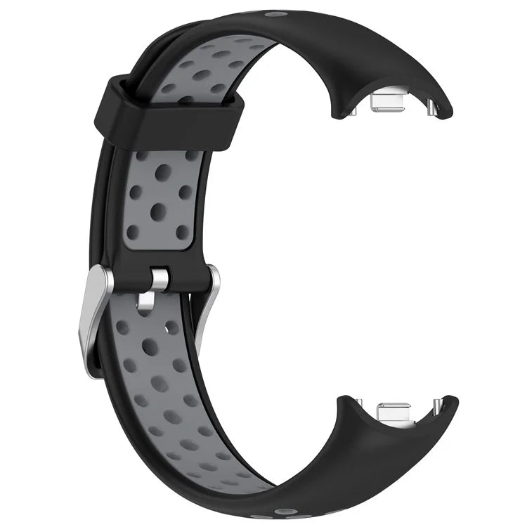 For Xiaomi Smart Band 8 Watch Straps Dual-Colors Silicone Band with Stainless Steel Connector