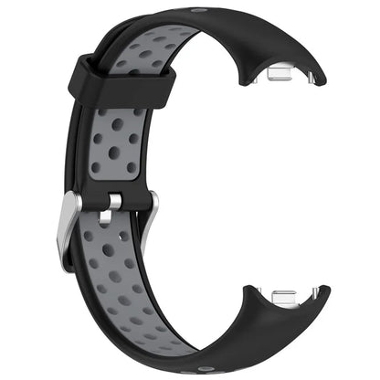 For Xiaomi Smart Band 8 Watch Straps Dual-Colors Silicone Band with Stainless Steel Connector