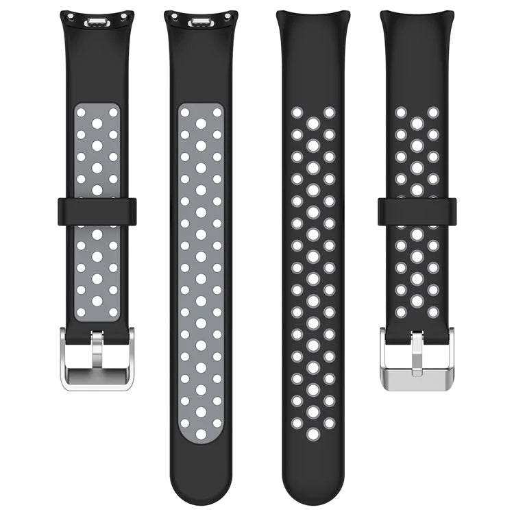 For Xiaomi Smart Band 8 Watch Straps Dual-Colors Silicone Band with Stainless Steel Connector